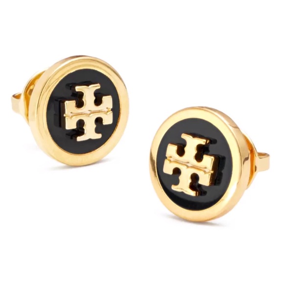 TORY BURCH • Enamel Raised Logo Earrings - Picture 3 of 7